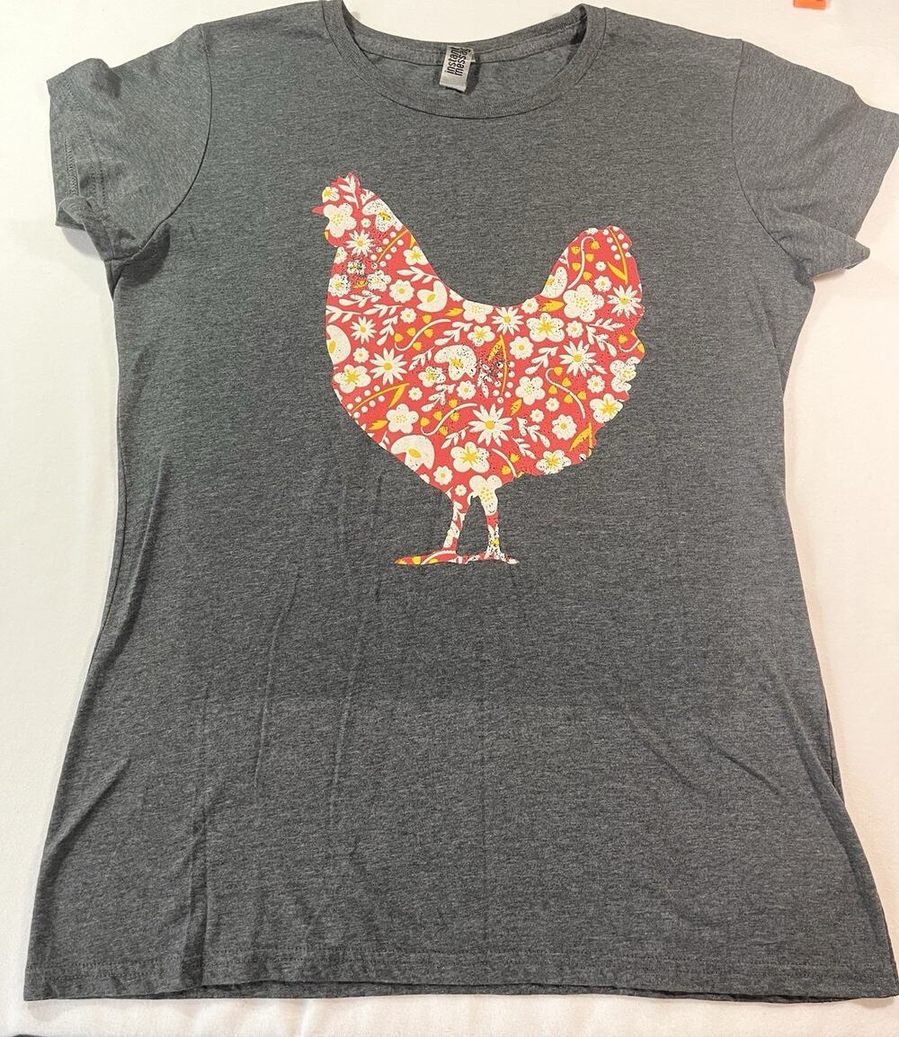 Instant Message Ladies Chicken Print Tee, Large